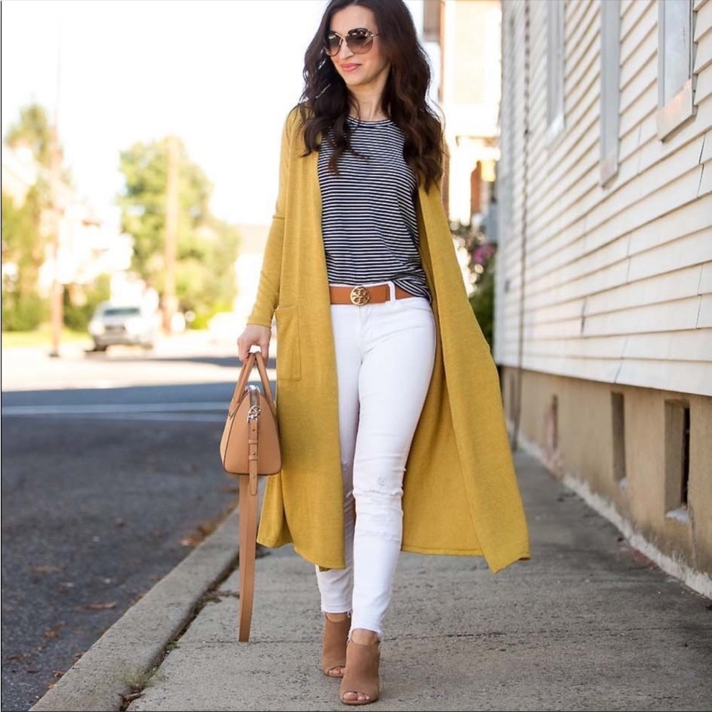 Long Sleeve Lightweight Duster Cardigan Lularoe Sarah FLAWED Mustard Yellow